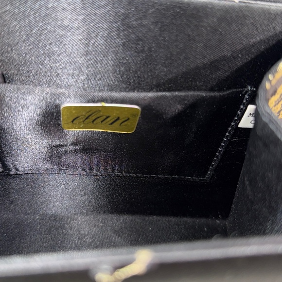 Elan Vintage black satin cherry blossom evening bag Cloisonné handle - Picture 7 of 8